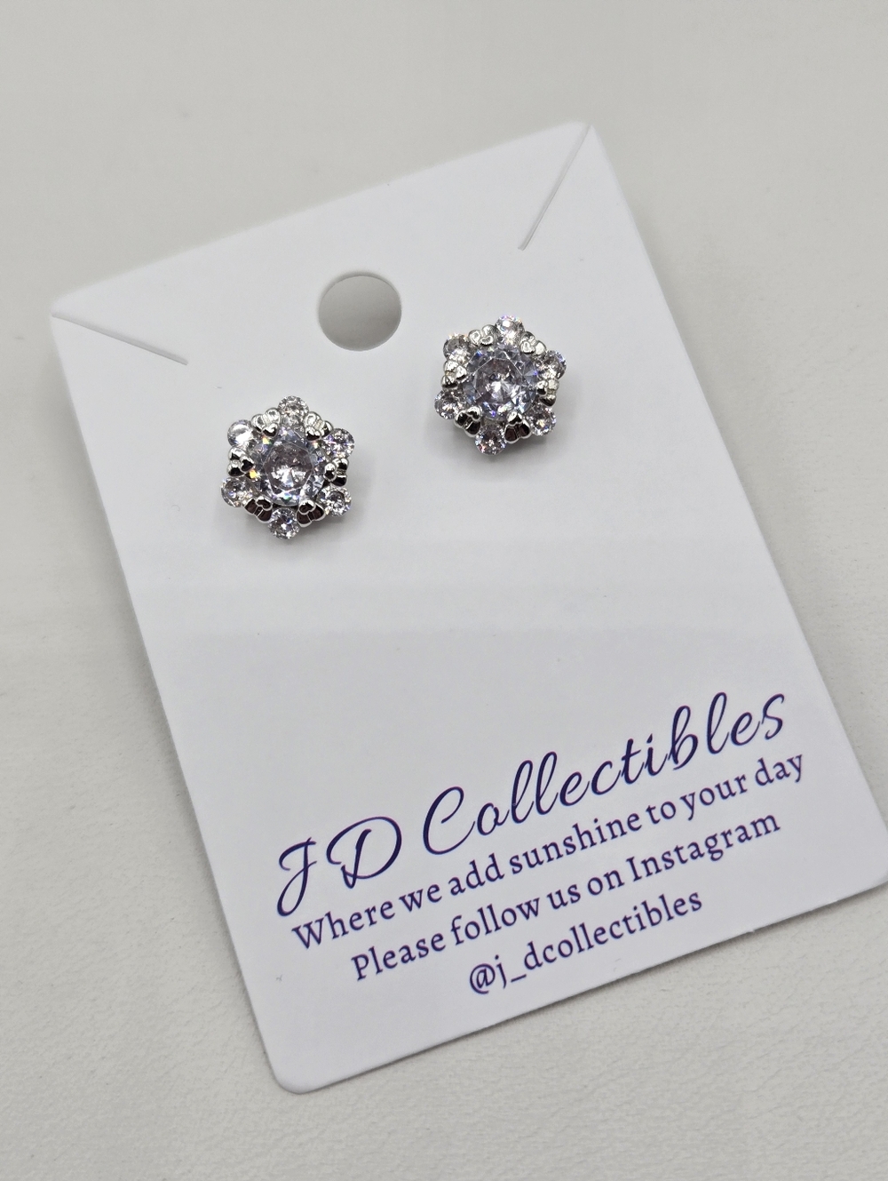 Swarovski Crystal Elements Silver Floral Halo Stud Earrings 1/2 inch Prom Bridal